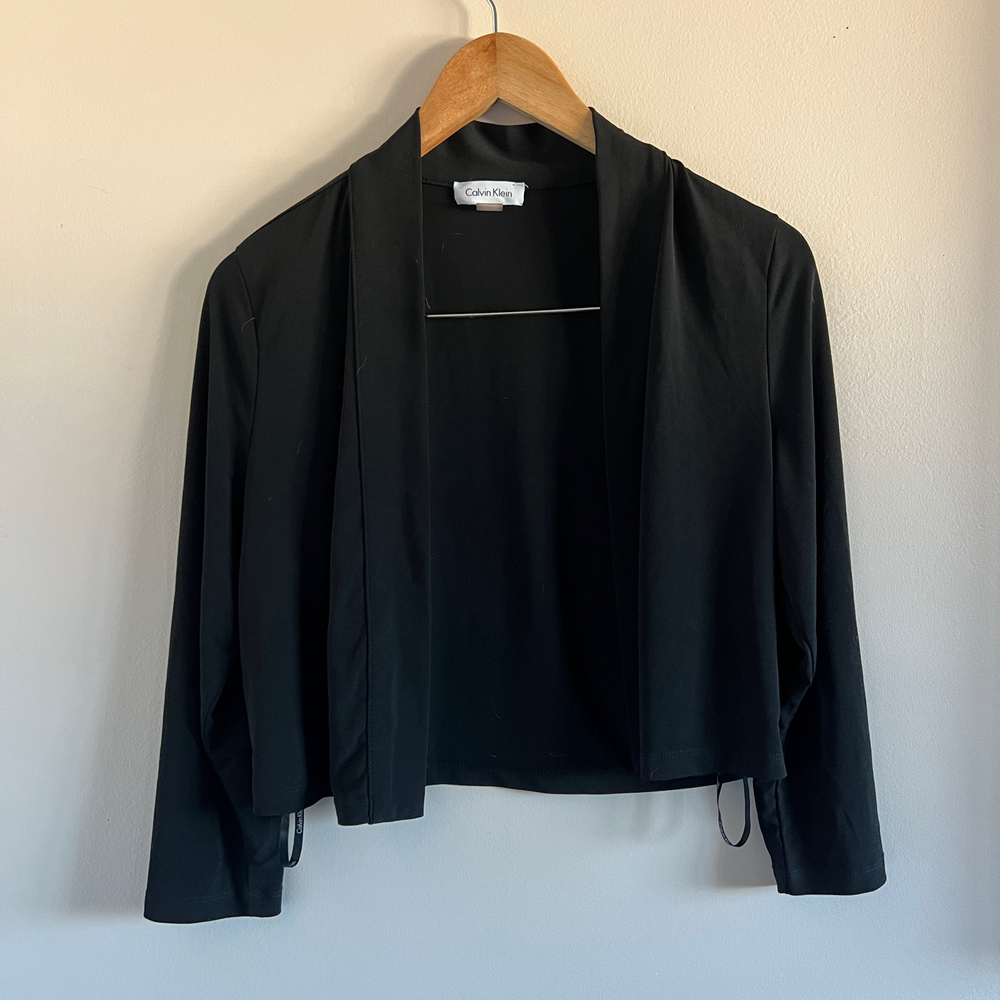 Calvin Klein Black Open Front Cardigan Long Sleeve Stretch M